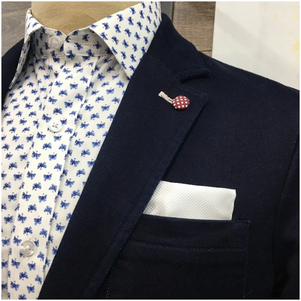BENETTON Mens Thick Cotton Blazer Sport Coat‎ Casual Jacket Size 38R Blue Suit